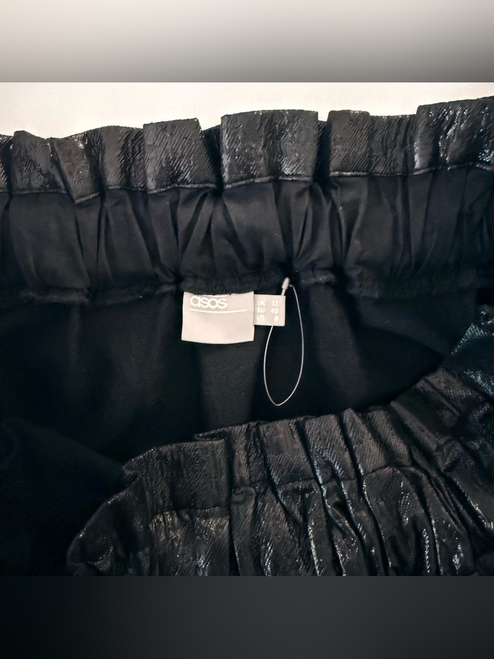 ASOS Black Off-Shoulder Ruffle Faux-Leather Top - Picture 2 of 7